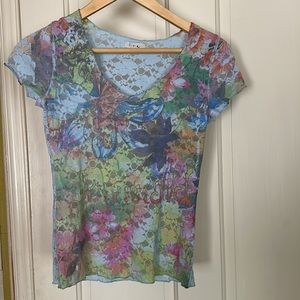 Pastel Floral Lacy Tee